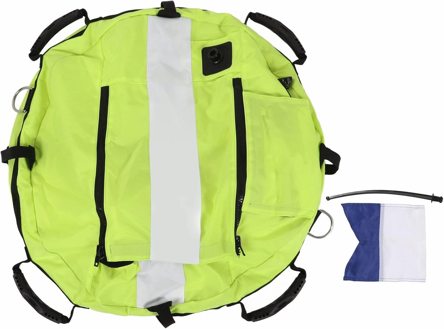 Freediving Float Fluorescent Yellow Made of 210D Nylon for Visibility in Open Ocean, Inflatable Mesh Bottom Design, Visibility Water Outer Layer Floating, with