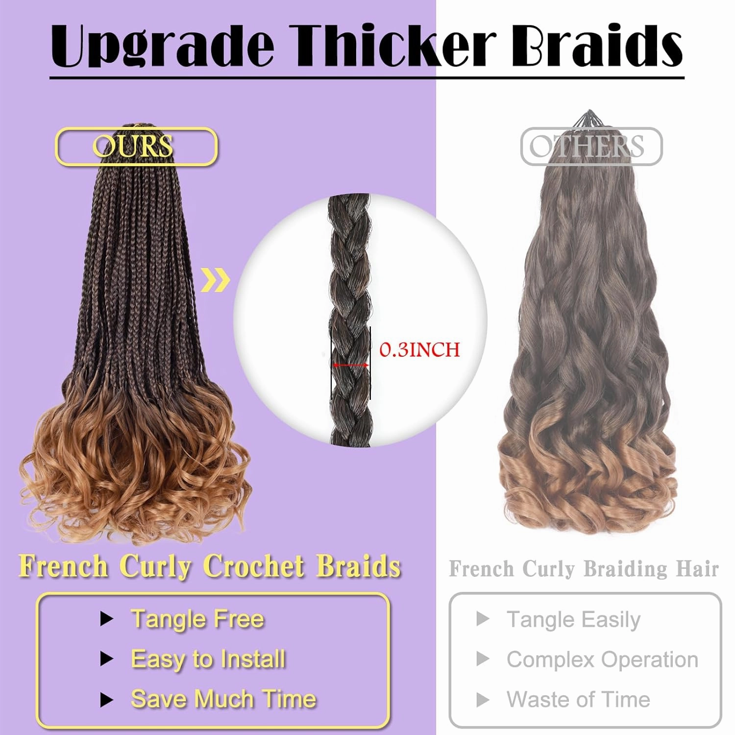 French Curl Goddess Box Braids 22 Inch 8 Packs Pre Looped Crochet Box Braids with Curly Ends Synthetic French Curly Braiding Hair Extensions (1B/30)