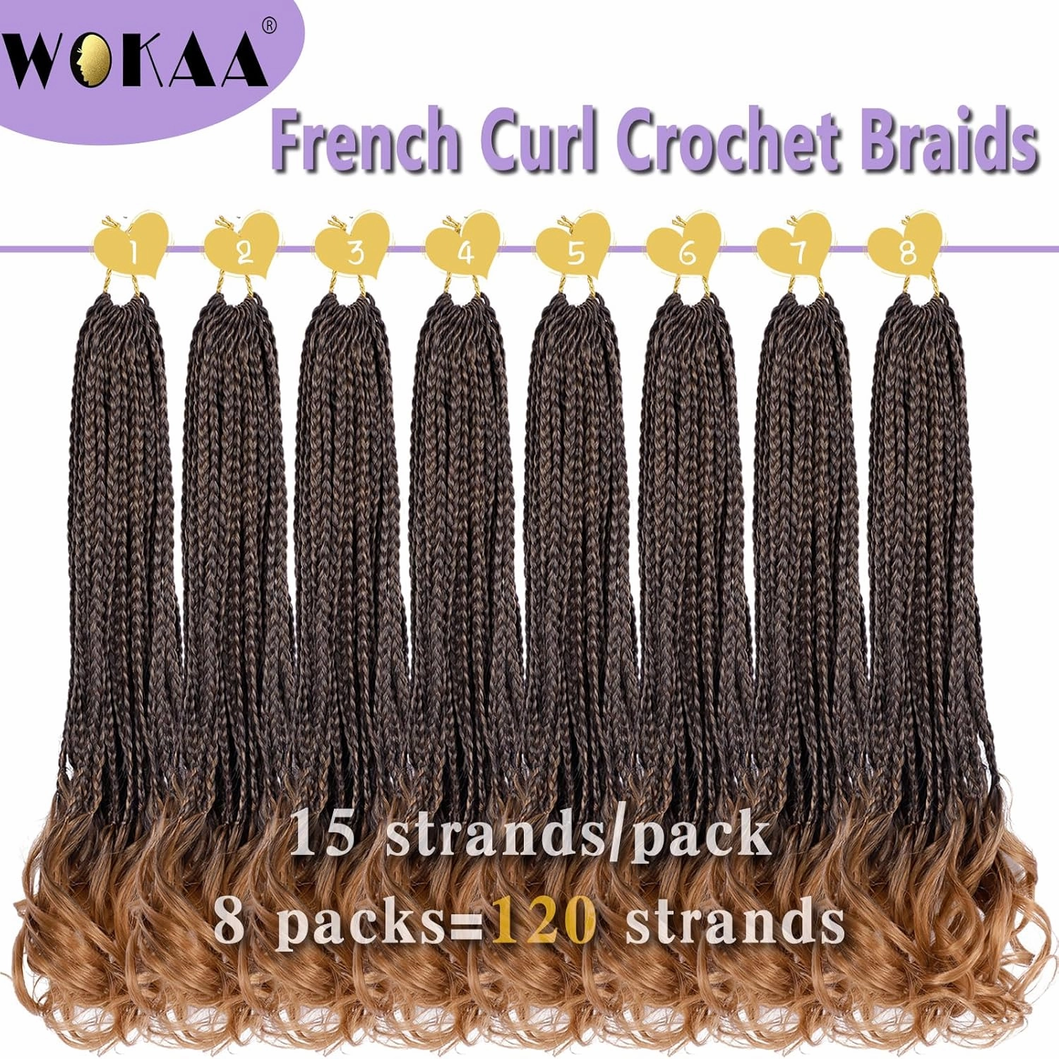 French Curl Goddess Box Braids 22 Inch 8 Packs Pre Looped Crochet Box Braids with Curly Ends Synthetic French Curly Braiding Hair Extensions (1B/30)