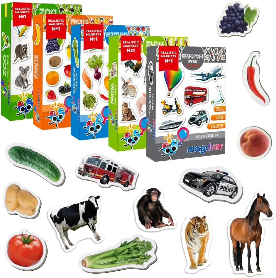 Fridge Magnets For Toddlers Magdum - 110 SET ZOO FARM FRUIT VEGETABLE TRANSPORT Fridge Magnets -Magnets For Toddlers - Fridge Magnets For Kids - Kids Magnets - Magnetic Shapes- Kids Magnets For Fridge