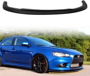Front Bumper Lip Spoiler, Compatible with 2009-2015 Mitsubishi Lancer Gt/Ralliart Models, PU Black STI Style Add-on Front Splitter Air Dam Chin Protector
