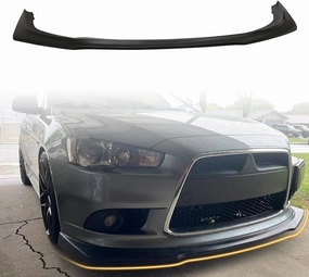 Front Bumper Lip Spoiler, Compatible with 2009-2015 Mitsubishi Lancer Ralliart, 2012-2015 GT/GTS, PU Unpainted RA Style Add-on Front Splitter Air Dam Chin Protector