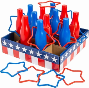 Fun Express 15 1/2" x 9 3/4" Patriotic Red, White & Blue Star Ring Toss Game - 25 Pieces