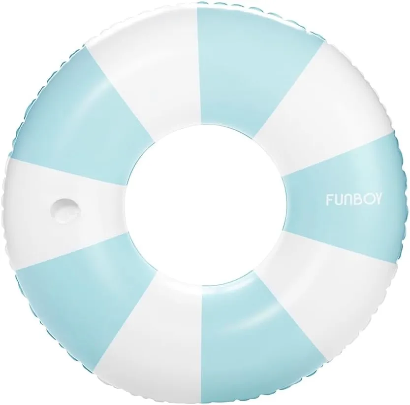 FUNBOY Giant Vintage Stripe Inflatable Tube Pool Float with Cup Holder 48" Large Pool Float for Adults Inner Tube Swimming Pool Toys Swim Rings Pool Lounger Float for Pool Party & Summer