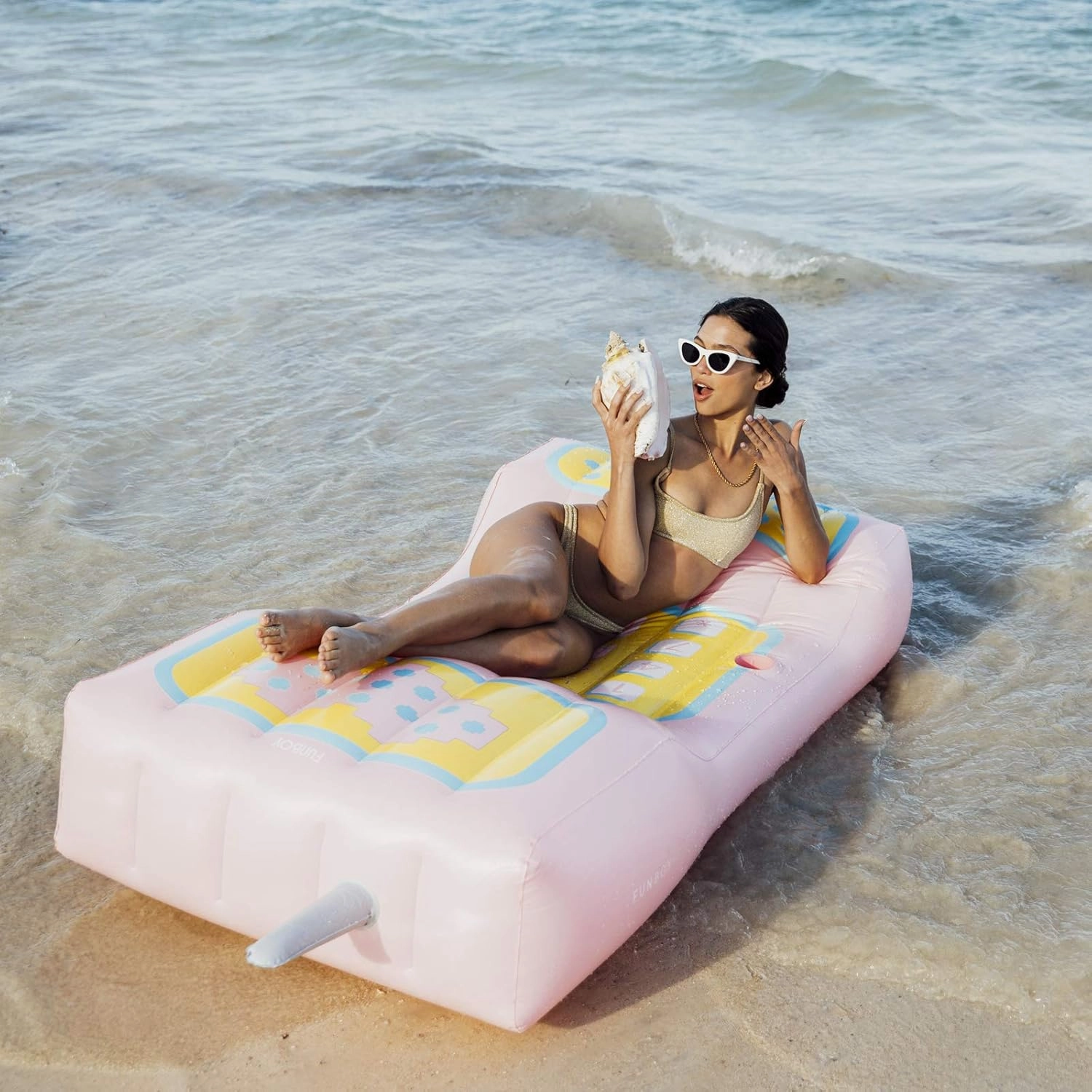 FUNBOY Giant Inflatable Retro Phone Tube Float, Luxury Float for Summer Pool Parties and Entertainment Large