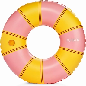 FUNBOY Giant Vintage Stripe Inflatable Pool Float with Cup Holder 48" Pool Float for Adults|Inner Tube Pool Toys Swim Rings Swimming Pool Accessories & Pool Lounger Float for Pool Party & Summer