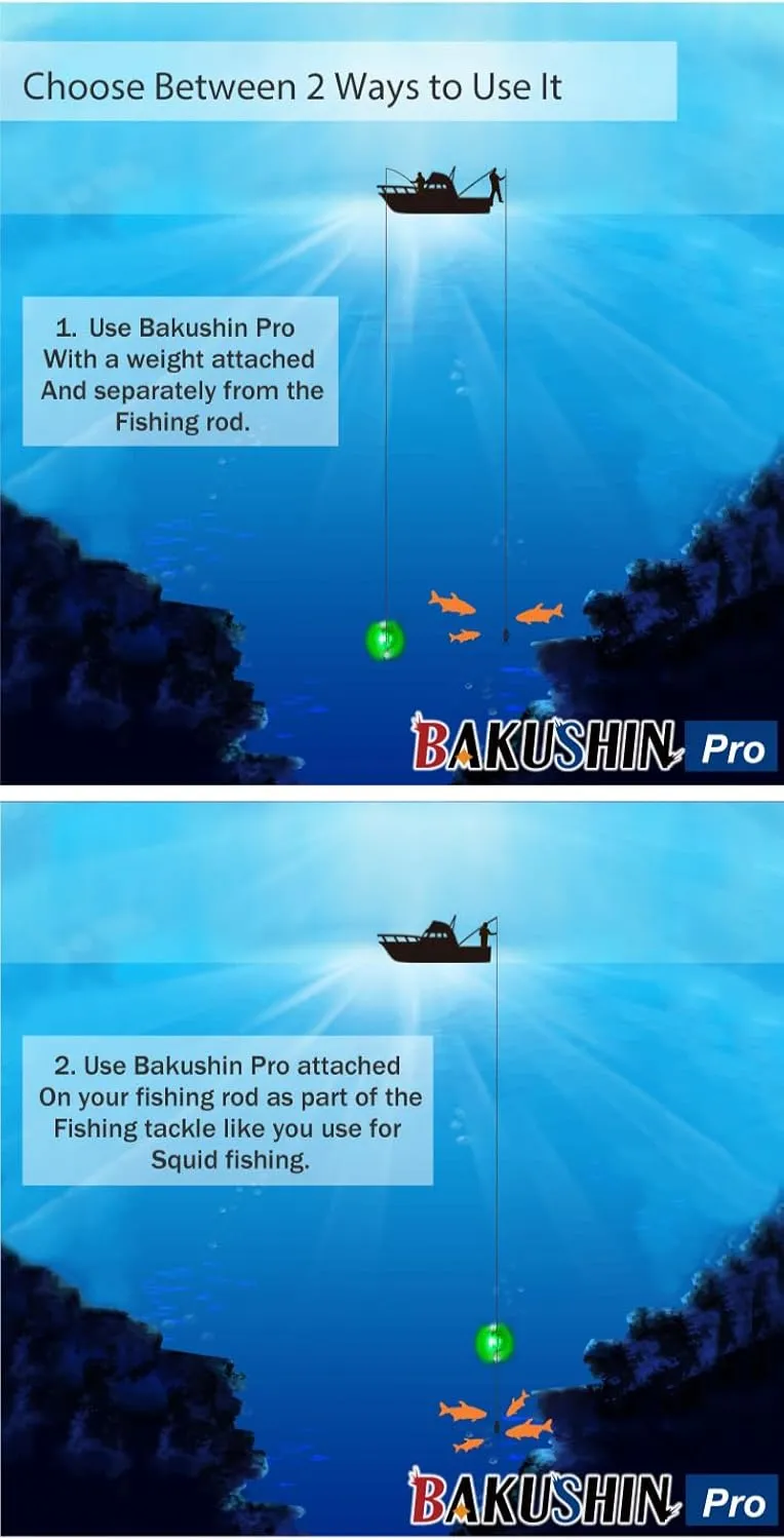 FUNKS Underwater Fishing Light LED Rechargeable Submersible Battery Powered Night Fishing Portable Cordless Fish Attracting Light Bakushin Pro
