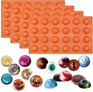 FUNSHOWCASE 24 Cavity Mini Semi Sphere Half Round Silicone Mold Chocolate Teacake Fondant Candy Tray 1inch Cavities