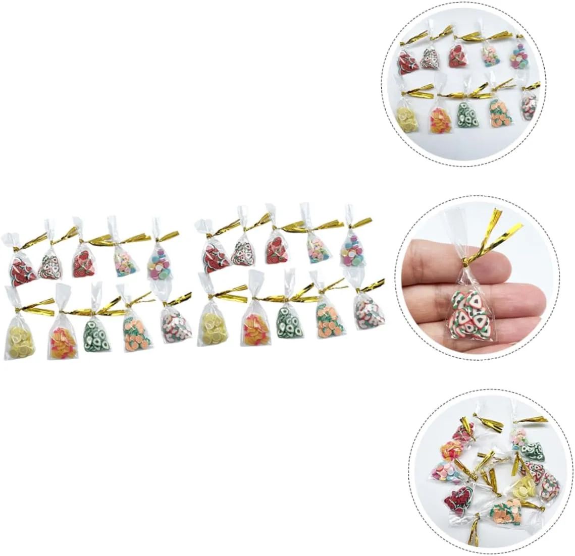 Garneck 3sets 20pcs Mini Food Props for Dollhouse Decor Packaged Fruit Candy for Playhouse Scenes Home Decoration for Miniature Models and DIY 20pcs*3