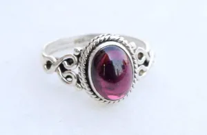 Garnet Stone Ring 925 Sterling Silver Statement Ring For Women Handmade Rings Gemstone Christmas Promise Ring Size US 8 Gift For Her