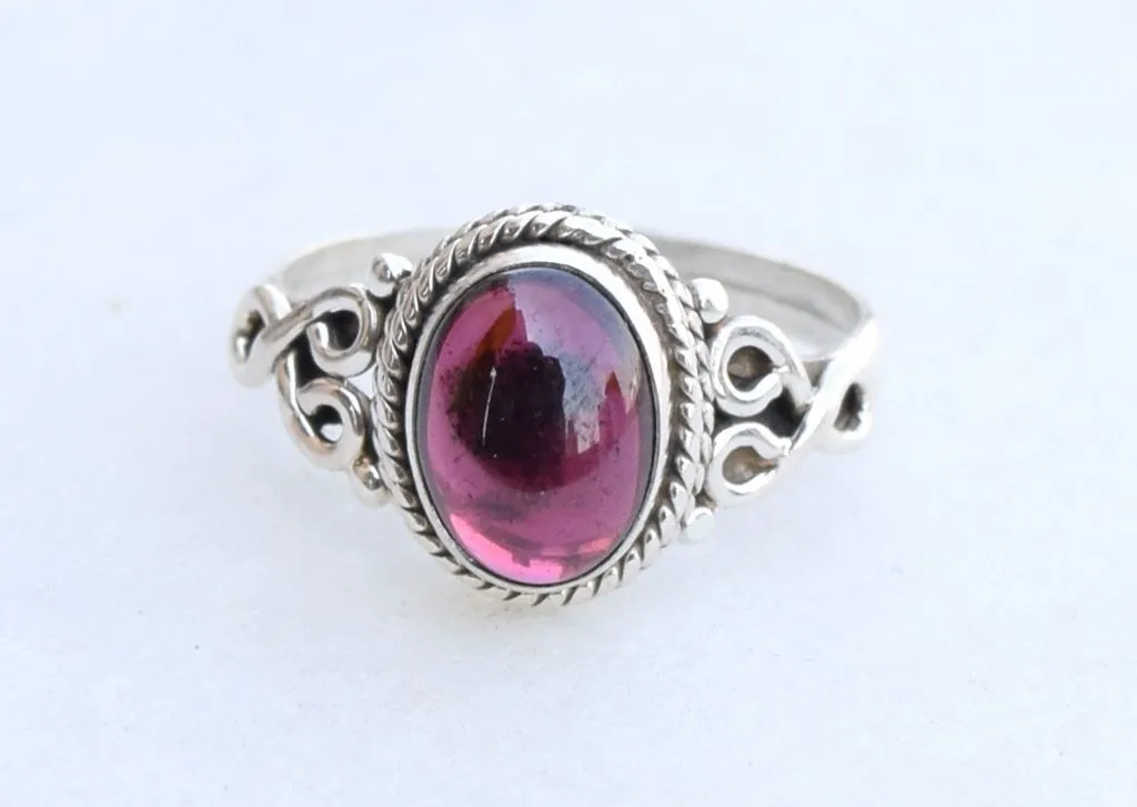 Garnet Stone Ring 925 Sterling Silver Statement Ring For Women Handmade Rings Gemstone Christmas Promise Ring Size US 8 Gift For Her