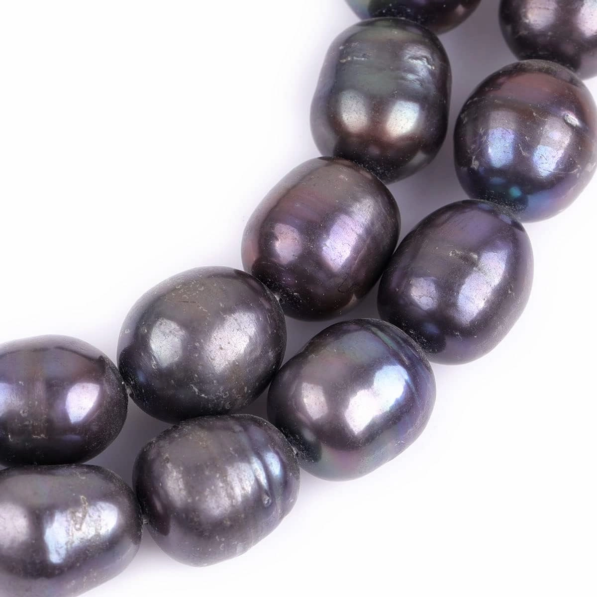 Gem-Inside 10-11x12-13mm Olivary Dark Freshwater Cultured Pearl Beads for Jewelry Making Strand 15" Beaded Energy Stone DIY Handmade Craft Supplies