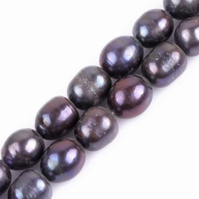Gem-Inside 10-11x12-13mm Olivary Dark Freshwater Cultured Pearl Beads for Jewelry Making Strand 15" Beaded Energy Stone DIY Handmade Craft Supplies