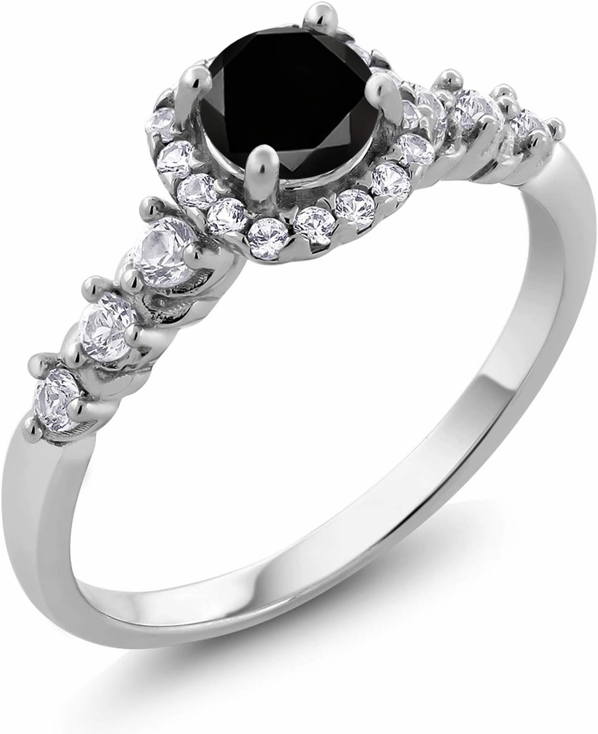 Gemstone Birthstone and White Created Sapphire Halo Engagement Ring For Women in 925 Sterling Silver | Round 5MM Center with 2MM and 1.2MM Accents | Fine Wedding Anniversary Promise Ring | Sizes 5-9