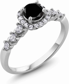 Gemstone Birthstone and White Created Sapphire Halo Engagement Ring For Women in 925 Sterling Silver | Round 5MM Center with 2MM and 1.2MM Accents | Fine Wedding Anniversary Promise Ring | Sizes 5-9