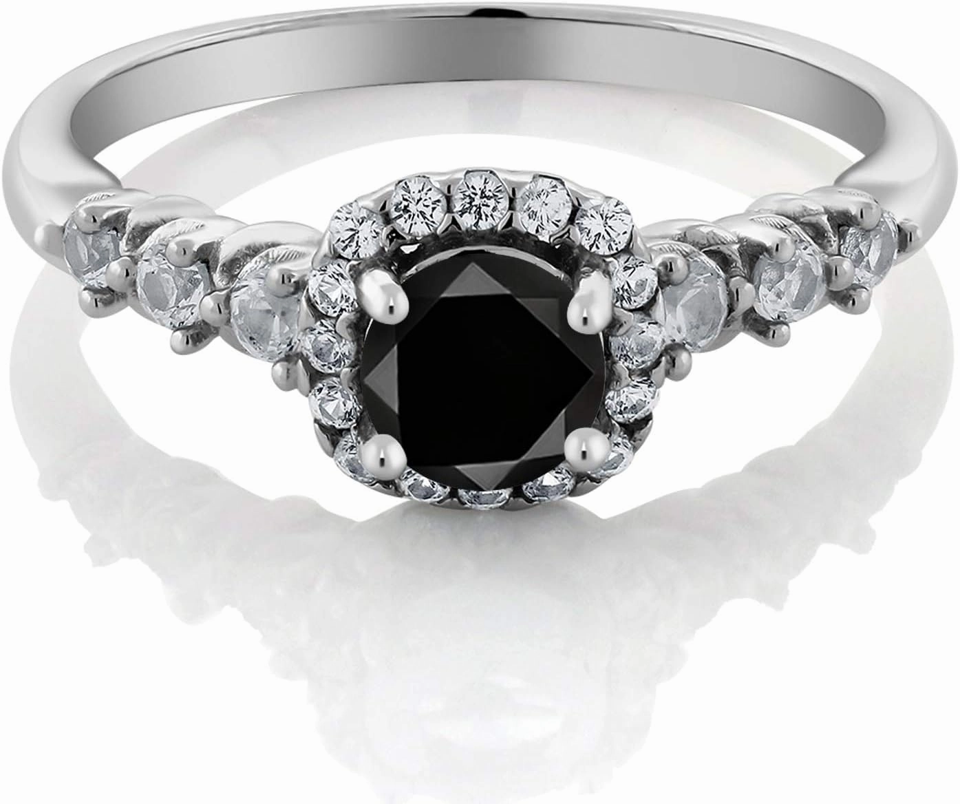 Gemstone Birthstone and White Created Sapphire Halo Engagement Ring For Women in 925 Sterling Silver | Round 5MM Center with 2MM and 1.2MM Accents | Fine Wedding Anniversary Promise Ring | Sizes 5-9