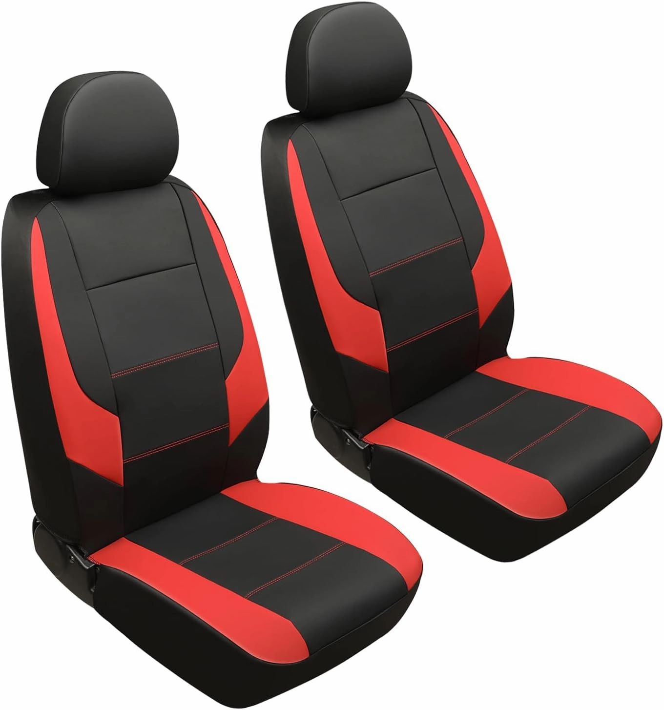 GIANT PANDA Fits Honda Civic Accord Pilot CRV HRV Element Passport, Leather Front Seat Cover Bucket Car Seat Protectors (Red) 2-Pack
