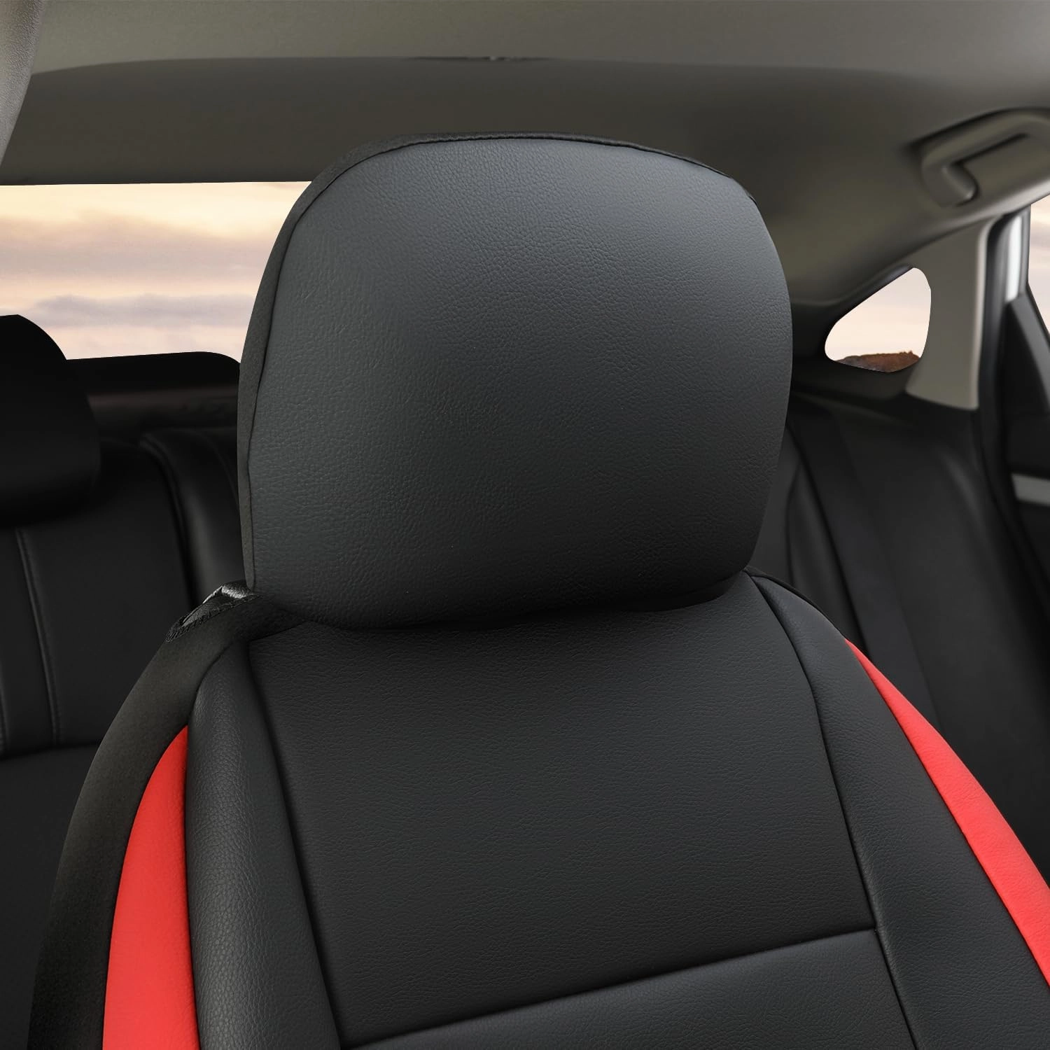 GIANT PANDA Fits Honda Civic Accord Pilot CRV HRV Element Passport, Leather Front Seat Cover Bucket Car Seat Protectors (Red) 2-Pack