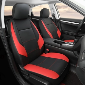 GIANT PANDA Fits Honda Civic Accord Pilot CRV HRV Element Passport, Leather Front Seat Cover Bucket Car Seat Protectors (Red) 2-Pack