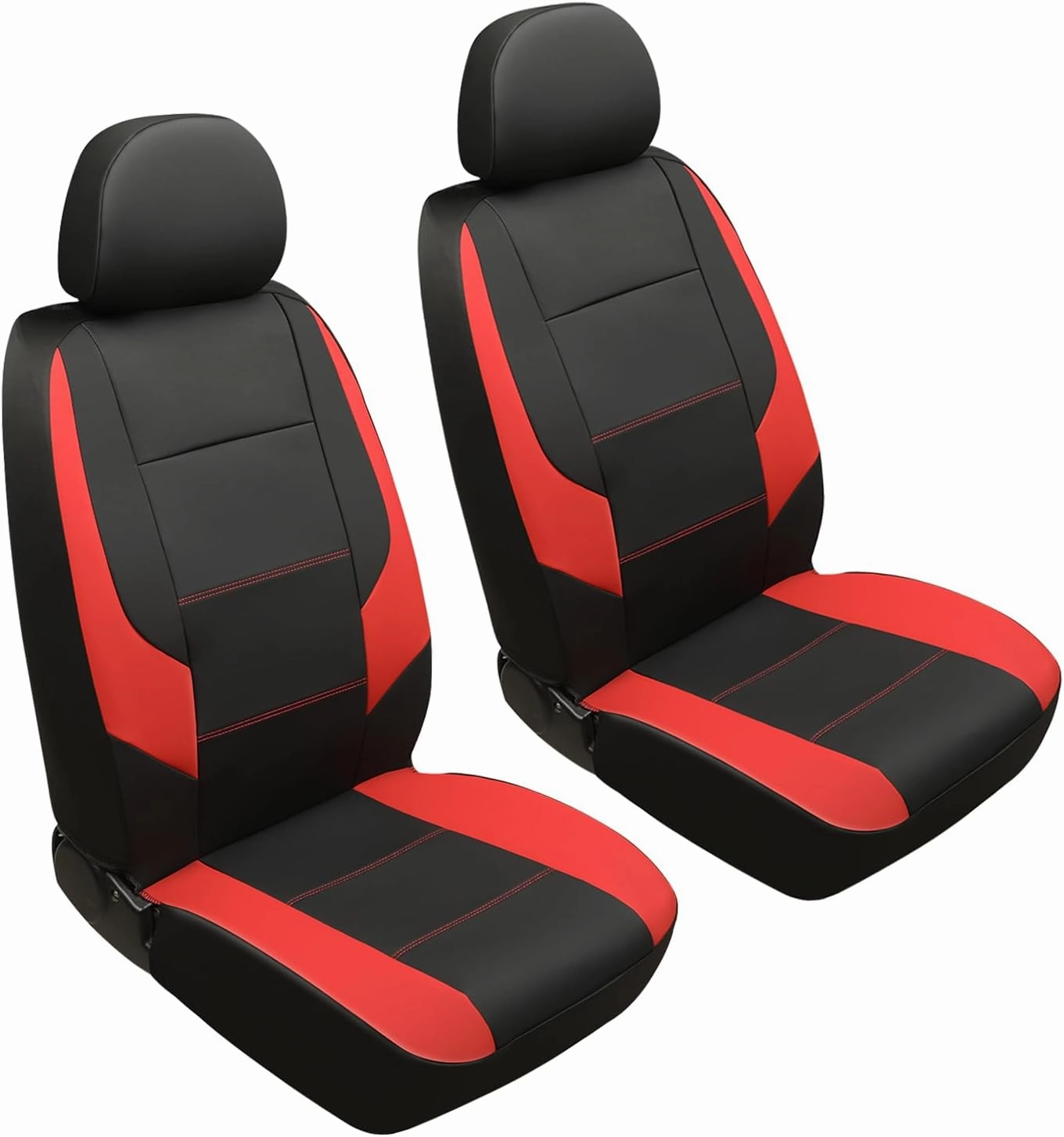 GIANT PANDA Front Car Seat Cover Custom Fit Toyota Tacoma 2016 2017 2018 2019 2020 2021 2022 2023 2024 2025 Double & Crew Cab SR, SR5, Limited, TRD Pro, TRD Sport, TRD Off-Road,Faux Leather(Black Red)