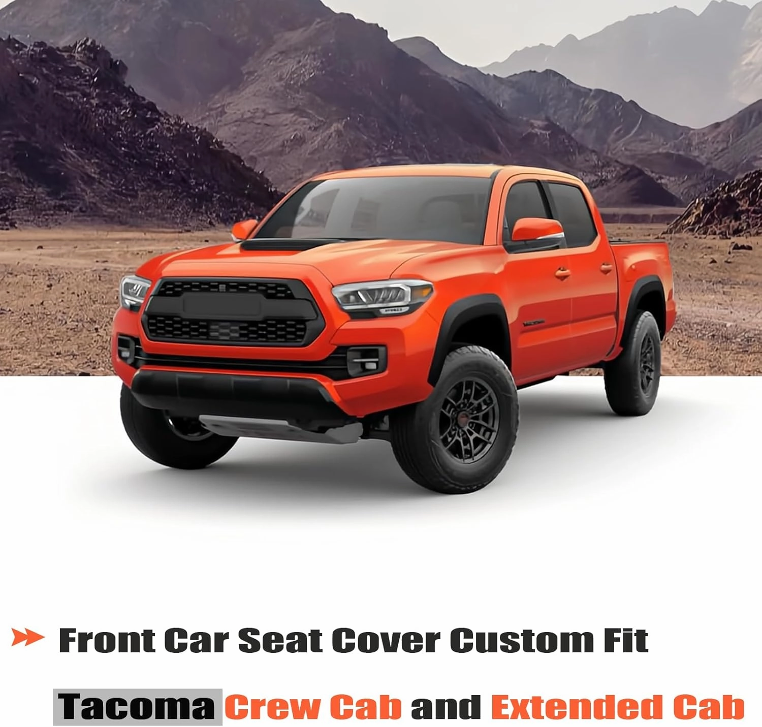 GIANT PANDA Front Car Seat Cover Custom Fit Toyota Tacoma 2016 2017 2018 2019 2020 2021 2022 2023 2024 2025 Double & Crew Cab SR, SR5, Limited, TRD Pro, TRD Sport, TRD Off-Road,Faux Leather(Black Red)