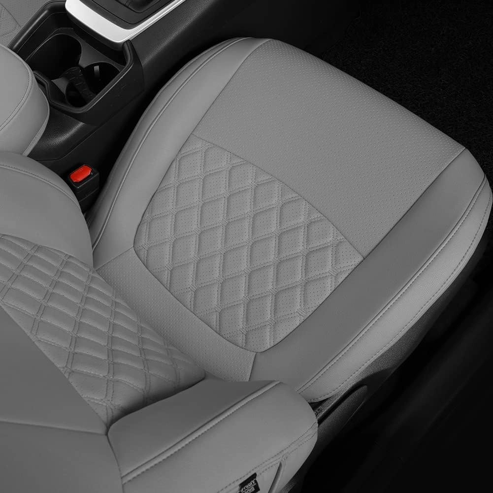 GIANT PANDA Pu Leather Car Seat Covers Full Set Custom Fit for 2019 2020 2021 2022 2023 2024 2025 Toyota RAV4 LE, XLE, XLE Premium, Limited -(Non-Hybrid & Adventure,TRD-Off Grey)