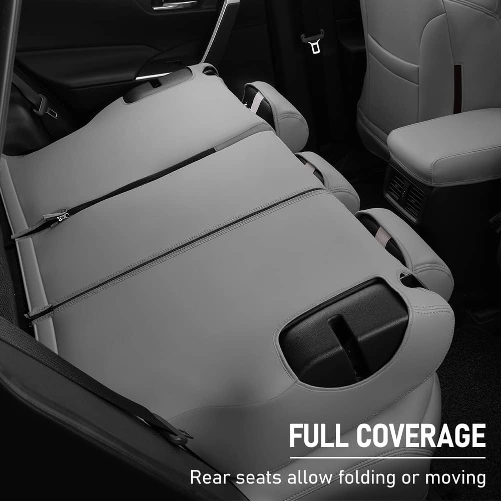 GIANT PANDA Pu Leather Car Seat Covers Full Set Custom Fit for 2019 2020 2021 2022 2023 2024 2025 Toyota RAV4 LE, XLE, XLE Premium, Limited -(Non-Hybrid & Adventure,TRD-Off Grey)