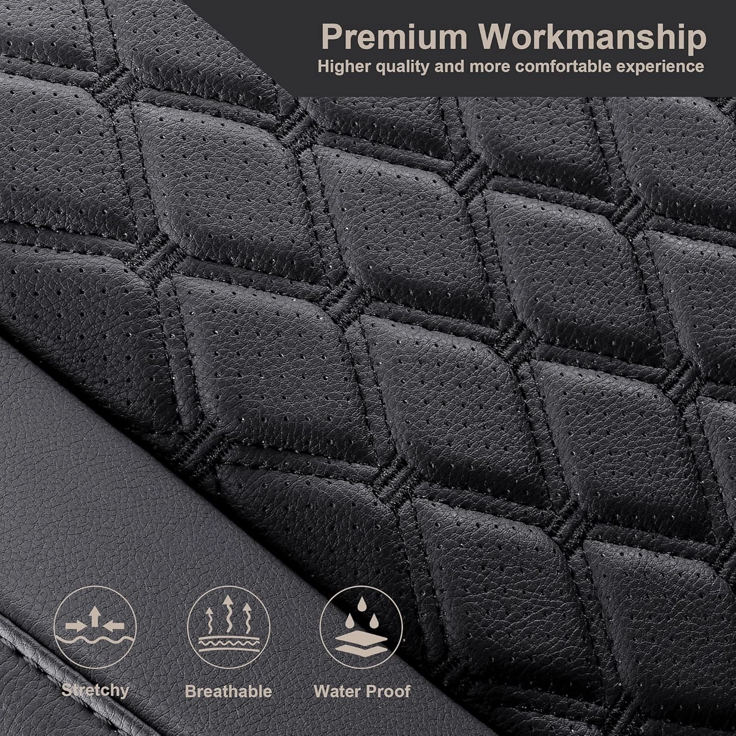 GIANT PANDA Pu Leather Car Seat Covers Full Set Custom Fit for 2019 2020 2021 2022 2023 2024 2025 Toyota RAV4 LE, XLE, XLE Premium, Limited-(Non-Hybrid & Adventure,TRD-Off Black)