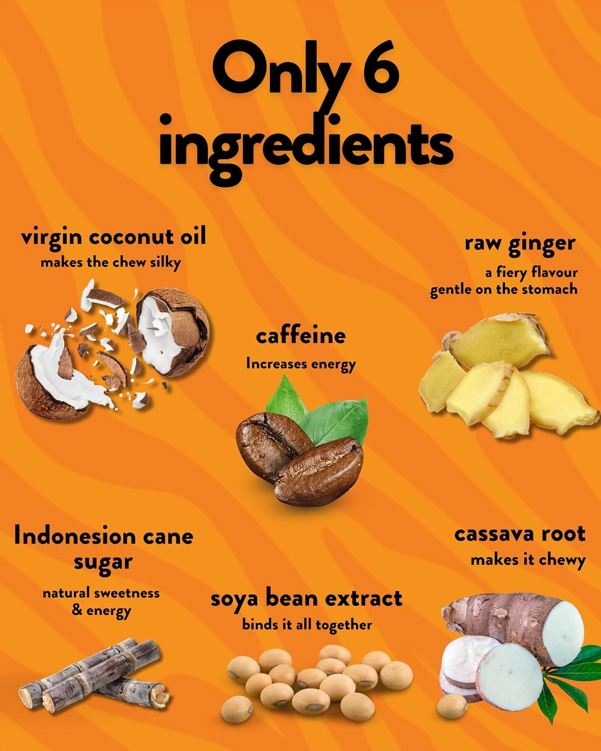 Ginger Roars - 120 Caffeine Gummies - Plant Based Caffeine Chews Each 33mg Caffeine, Made from Root Ginger with a Natural Fiery Kick for Improved Energy for Running, Cycling, preworkout & Focus.