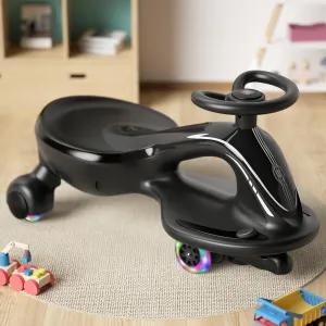 Glaf 6V Electric Wiggle Car with Pedal, Rechargable Battery, Ride On Toys Electric Kids Car 2 in 1 Swing Car with Anti-Rollover Flashing Wheels, Bluetooth, for Kids 3  Years Old Boy/Girl(Black)