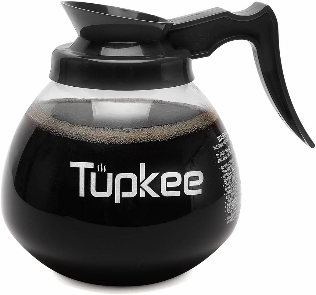 Glass Coffee Pot Replacement Carafe - SHATTER-RESISTANT Commercial Restaurant Decanter Carafe - 64 oz 12 Cup, 2 Black Handle, Set of 2, Compatible with Wilbur Curtis, Bloomfield, Bunn Coffee Pot