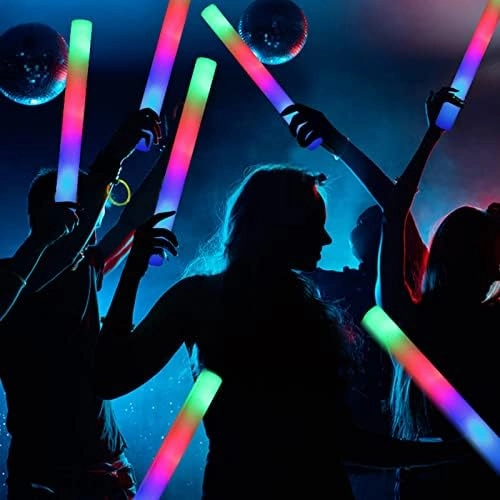 Glow Sticks Bulk, 32 PCS Foam Glow Sticks, LED Foam Sticks in The Dark Party Supplies with 3 Modes Colorful Flashing, Glow Sticks Party Pack for Wedding, Concert, Party