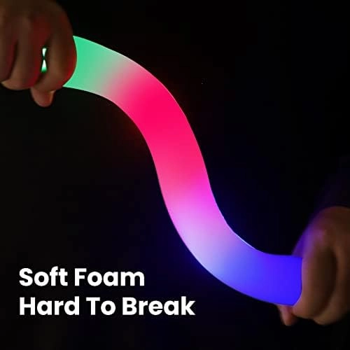Glow Sticks Bulk, 32 PCS Foam Glow Sticks, LED Foam Sticks in The Dark Party Supplies with 3 Modes Colorful Flashing, Glow Sticks Party Pack for Wedding, Concert, Party
