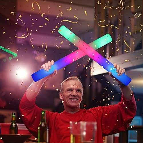 Glow Sticks Bulk, 32 PCS Foam Glow Sticks, LED Foam Sticks in The Dark Party Supplies with 3 Modes Colorful Flashing, Glow Sticks Party Pack for Wedding, Concert, Party