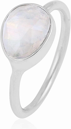 Glowing Moonstone Ring 925 Sterling Silver Gemstone Jewelry