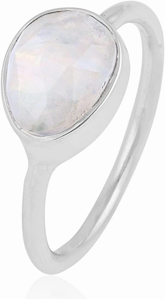 Glowing Moonstone Ring 925 Sterling Silver Gemstone Jewelry