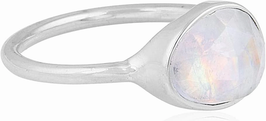 Glowing Moonstone Ring 925 Sterling Silver Gemstone Jewelry