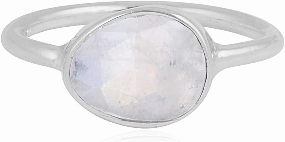 Glowing Moonstone Ring 925 Sterling Silver Gemstone Jewelry