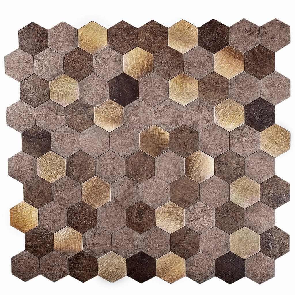 Gold 11x11 Honed Hexagon PVC Peel & Stick Tile (10 pack, 8.79 sq ft/case) - Sample