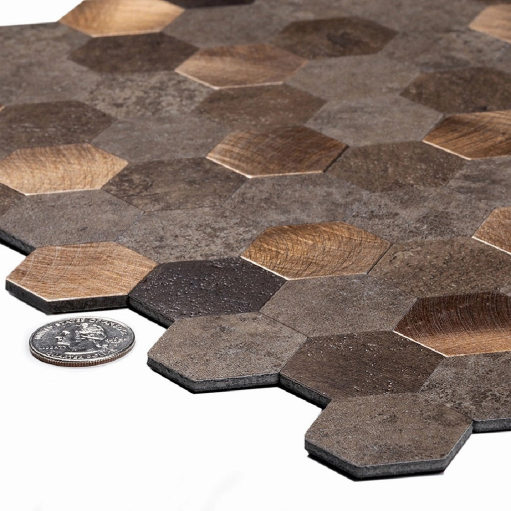 Gold 11x11 Honed Hexagon PVC Peel & Stick Tile (10 pack, 8.79 sq ft/case) - Sample