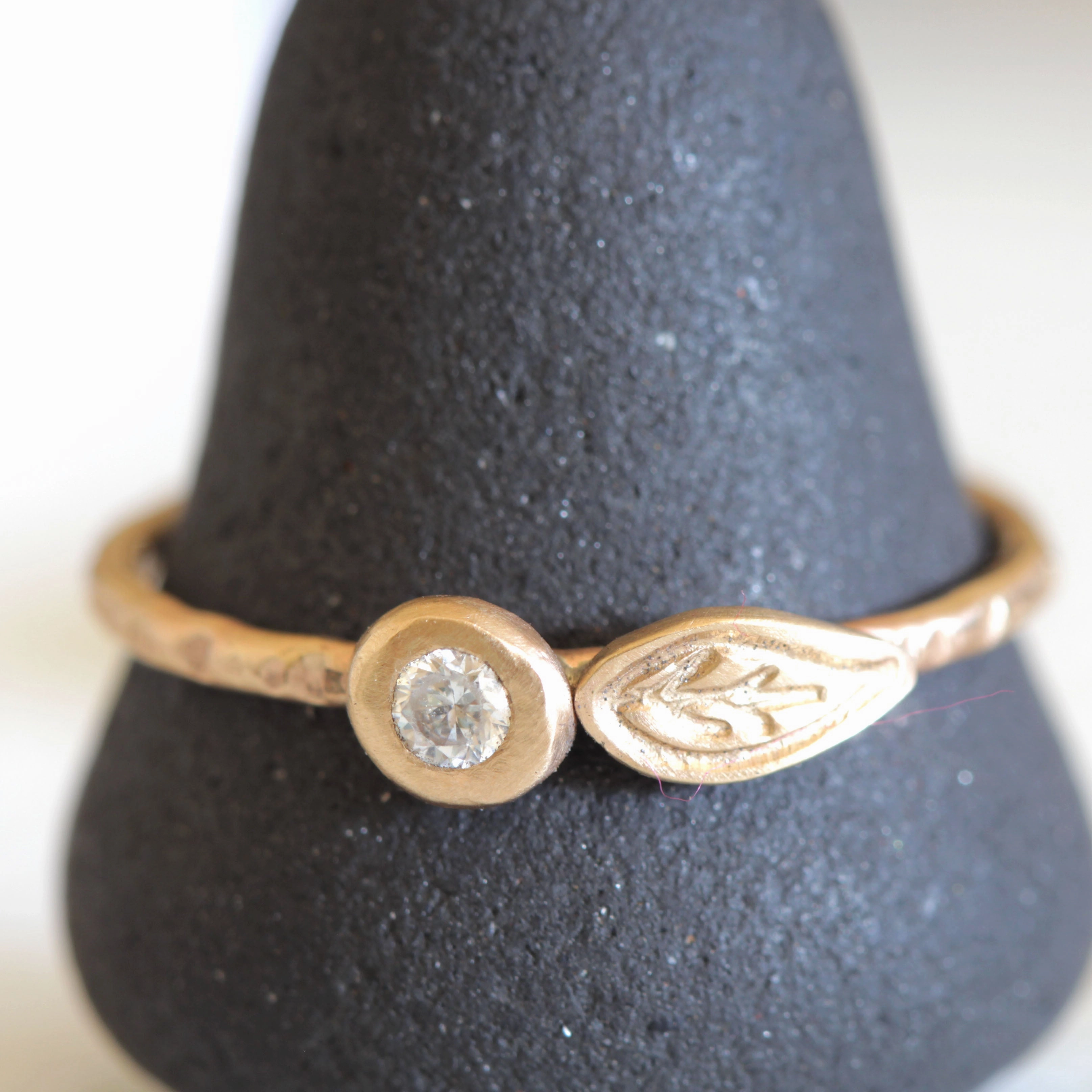 Gold, Diamond and Leaf ring