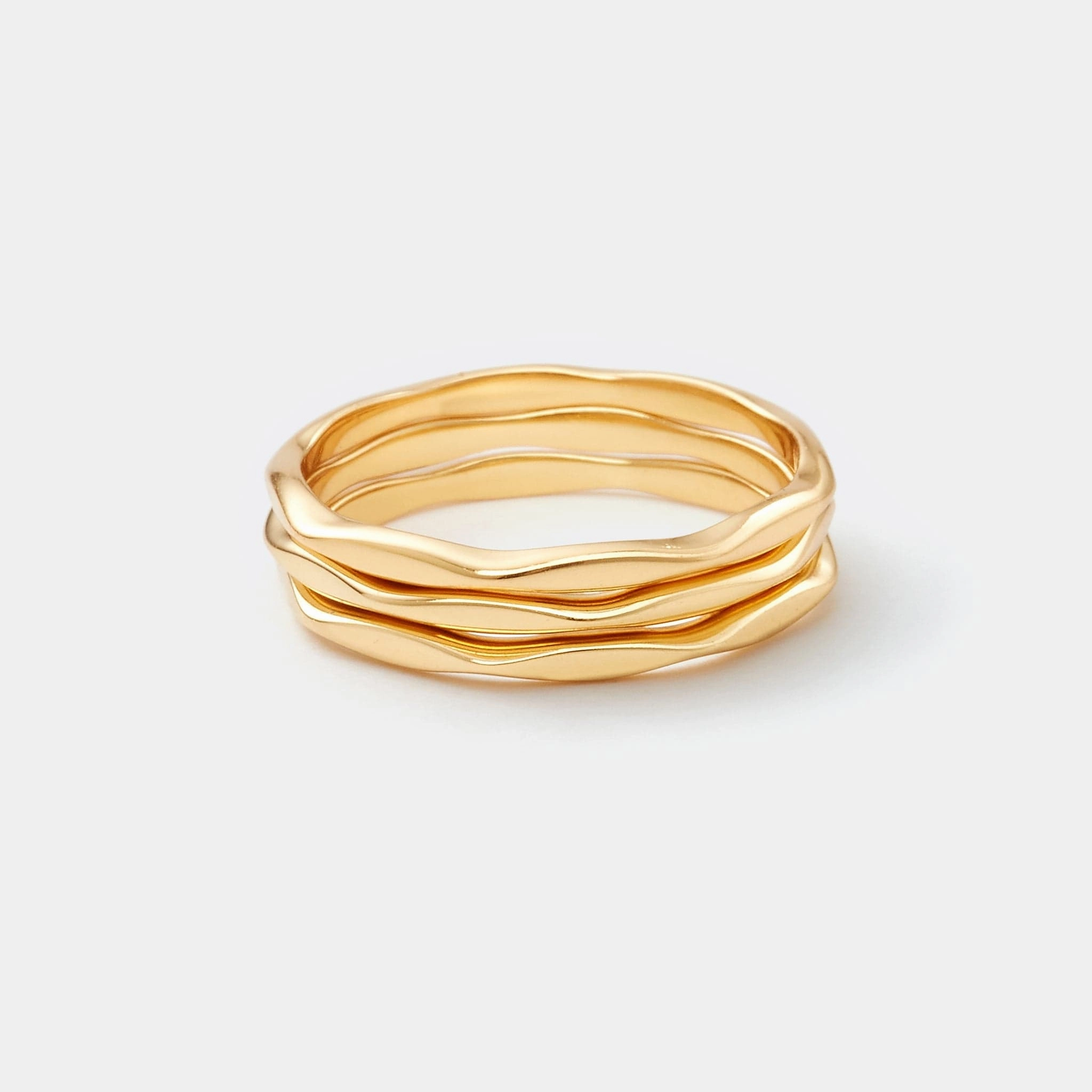 Gold Hammered Stacking Rings - Set of 3