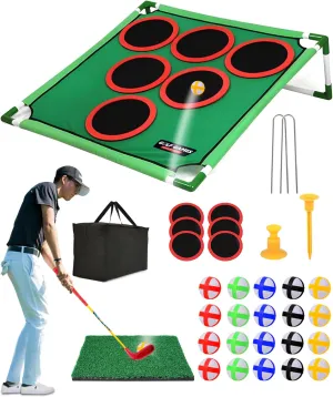 Golf Beer Putting Game Set with 20 Sticky Golf Balls - Fun Outdoor Indoor Party backyard Golf Chipping Cornhole Games for Adults Family- Portable Lawn Yard Beach Activity Golf Gifts Set - 1 Pack