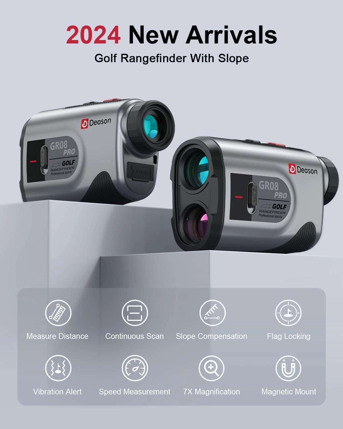 Golf Rangefinder with Slope,7X Magnification Laser Rangefinder, Rechargeable Range Finders Golfing with Flag Lock Vibration,Speed Mode for Hunting Shooting