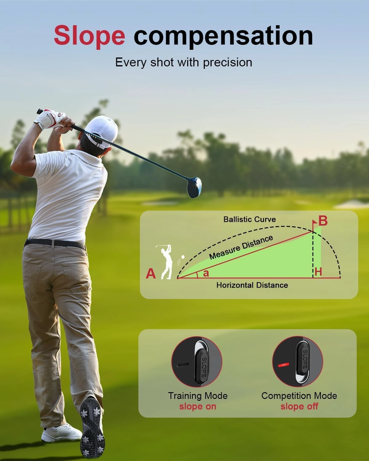 Golf Rangefinder with Slope,7X Magnification Laser Rangefinder, Rechargeable Range Finders Golfing with Flag Lock Vibration,Speed Mode for Hunting Shooting