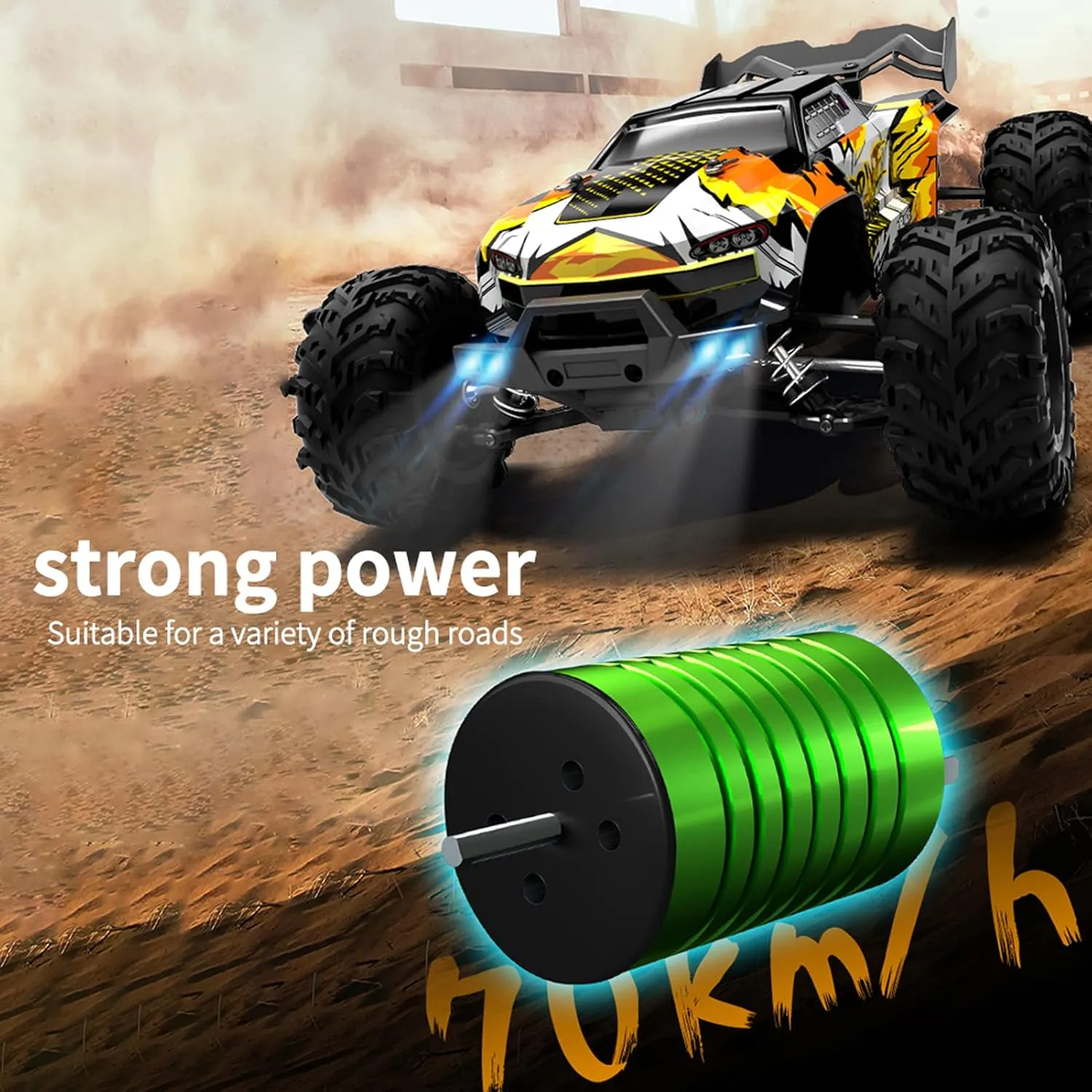 GoolRC RC Car 2.4Ghz 70KM/H High Speed 1/16 Off Road RC Trucks Brushless Motor LED Light 4WD Vehicle Racing Climbing Car Gifts for Kids Adults