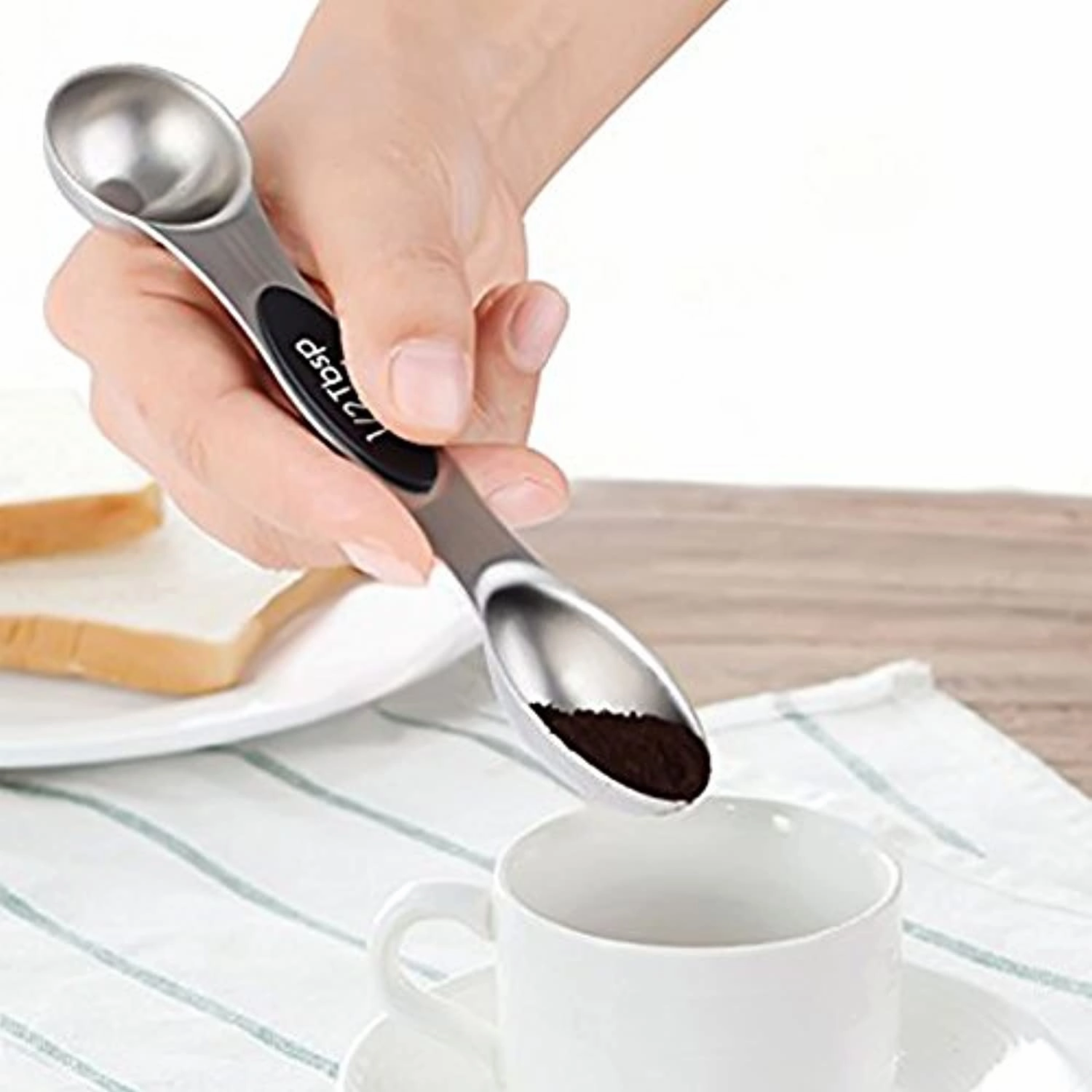 GreeSuit Magnetic Measuring Spoons Set - GreeSuit Set of 5 Double Sided Stainless Steel for Liquid and Dry Ingredients, Cooking and Baking