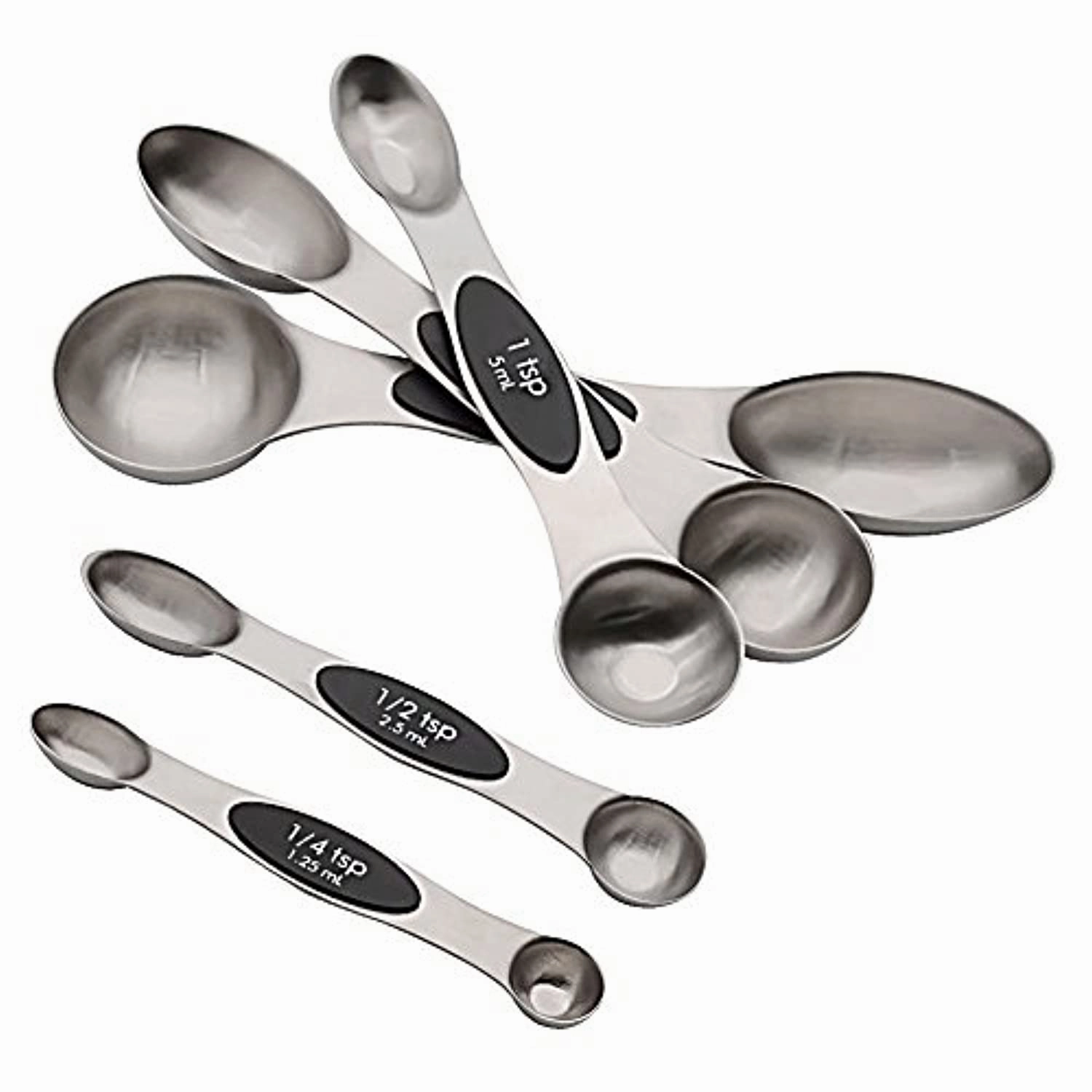 GreeSuit Magnetic Measuring Spoons Set - GreeSuit Set of 5 Double Sided Stainless Steel for Liquid and Dry Ingredients, Cooking and Baking