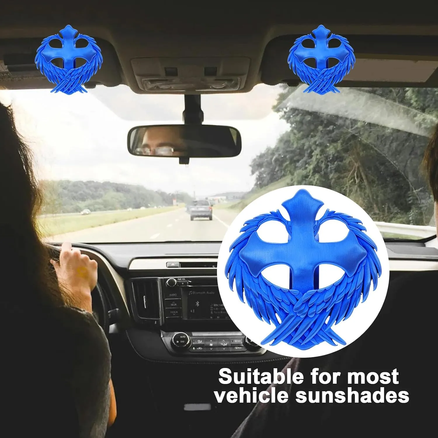 Guardian Angel Visor Clip - Guardian Angel Visor Clips for Cars,Stainless Steel Wings Cross Sunshade Clip Driver Gift