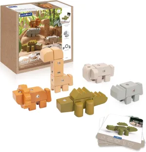 Guidecraft Snap Block Animals - 33 pc. Set: Wooden Pretend Play Early Education Learning Toy for Kids